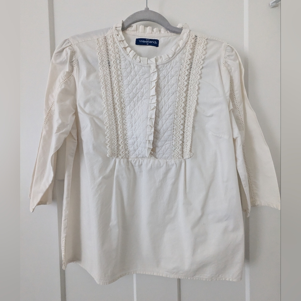 Ladies Weekend Pullover Top With Lace Front Size Medium